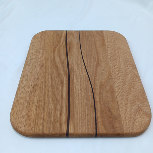 Oak serving board with Black Walnut stripes 13" x 11"