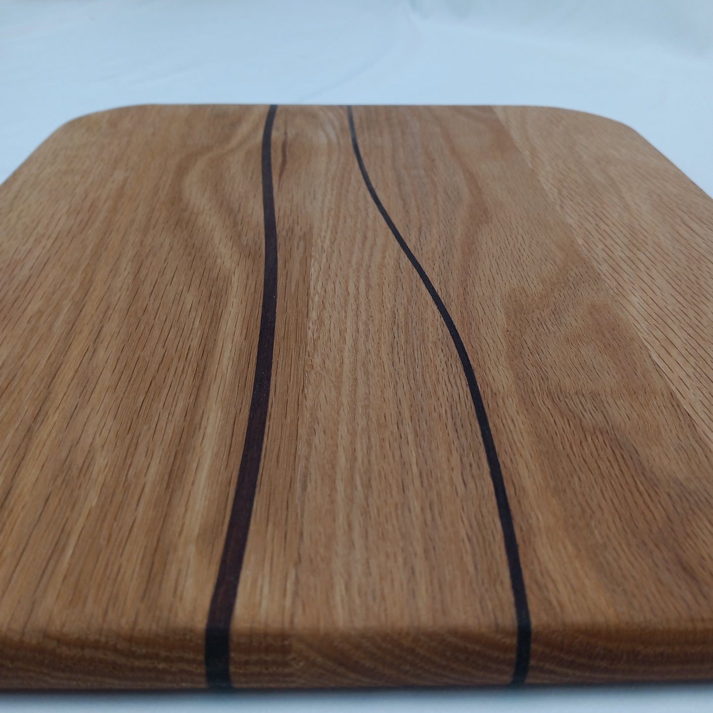 Oak serving board with Black Walnut stripes 13" x 11"